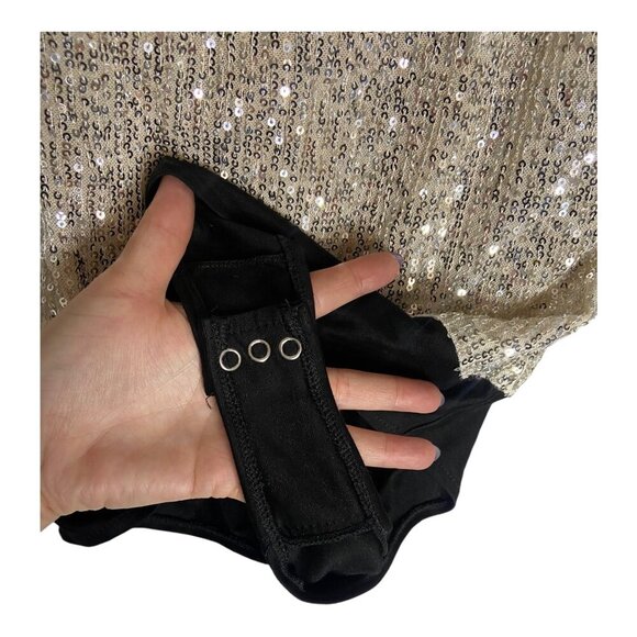 NWT 7 For All Mankind Sequin Snap Button Closure Bodysuit-sz Small - Picture 10 of 12